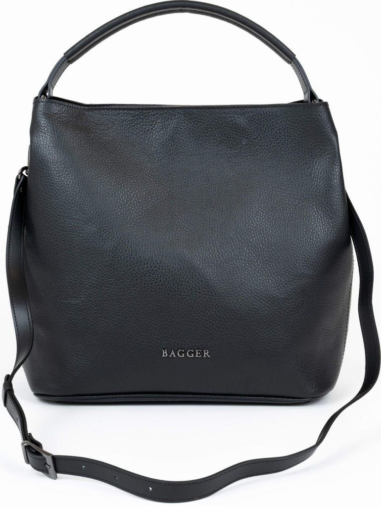 Bagger kabelka z hladkej kože strednej veľkosti na rameno a crossbody čierna 0128