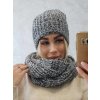 Dámsky zimný set sivá čiapka a šál BONA K261 šedá + čierna, VEĽKOSŤ NOVÉ UNI