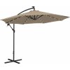 Uniprodo Bočný slnečník s LED - šedohnedý - okrúhly - Ø 300 cm - sklopný UNI UMBRELLA R300TAL N