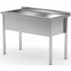Umývací stôl – zváraný, jednokomorový, hĺbka 600 mm, výška komory 400 mm, HENDI, Profi Line, 1200x600x(H)850mm
