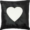 Mars & More Čierny kožený vankúš so srdcom (bos taurus taurus) - 45 * 45 * 5cm - Mars & More