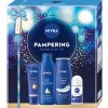 Nivea Pampering Intensive moisture krém na ruky 100 ml + Creme Care sprchový gél 250 ml + Protect & Care antiperspirant rollon 50 ml + vyživujúce telové mlieko 250 ml