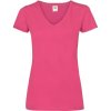 Fruit of the Loom Tričko Lady-Fit Valueweight V-Neck T s výstřihem do V, krátký rukáv, dámské COT-16139831002 M Fuchsia