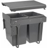 Kôš na odpadky 400mm antracit 20L+20L, montáž na čielko