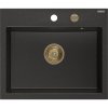 Mexen Oscar, 1-komorový granitový drez 580x490x205 mm, čierna-zlatá metalíza, 6519581000-75-G