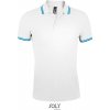 SOL'S | Pasadena Men, Pánske polo, biela - modrá aqua, 3XL