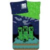 Zeleno-modré bavlnené detské obliečky na jednolôžko 140x200 cm Minecraft 