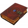 Leather Journals Papírový sešit s ručně vyráběným papírem a přírodním kamenem uprostřed kožených desek