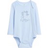Detské body GAP, V-LS LOGO BODYSUIT Svetlomodrá 6-12M