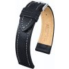 Remienok Hirsch Buffalo (NO QR) - čierny - 18 mm - M – Stredná dĺžka - 16 mm - Strieborná + 5 rokov záruka a darček ZADARMO