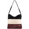 TOMMY dámska koženková kabelka čierna/tmavo béžová/tmavo fialová
