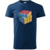 Rubikova kocka kreslená - Klasické pánske tričko vyššej gramáže - S ( Polnočná modrá )