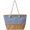 Clayre & Eef Látková plážová taška s bielo-modrými pruhmi - 55*1*36 cm - Clayre & Eef