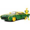 Autíčko Marvel Ford Thunderbird Jada kovové s otvárateľnými časťami a figúrkou Loki dĺžka 22 cm 1:24