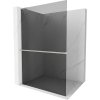 Mexen Kioto+ L, sprchová zástena Walk-In s poličkou a vešiakom 80 x 200 cm, 8mm šedé sklo, brúsená oceľ profil, 800-080-123-97-40