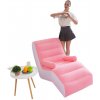 Nafukovacie kreslo s podrúčkami – pohodlný ležadlový set s pumpou - ružová