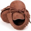 Topánočky, capačky pre bábätká HNEDÉ na krst, 6-12 mesiacov, 11,5 cm, veľkosť 18-19