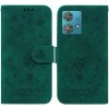Peňaženkové kožené puzdro Butterfly Rose na Motorola Edge 40 Neo - Zelená