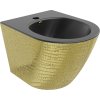Mexen Lena, závesný bidet 480x370x325 mm, čierna matná - zlatý vzor, 35224878