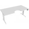 Hobis Pracovný stôl Motion Ergo, PO, 3S, 180x61-128x90 cm, biela/biela
