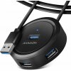 AXAGON HUE-P1AL, 4x USB 3.2 Gen 1 ROUND hub, micro USB napájecí konektor, kabel USB-A 1.2m