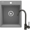 DEANTE DEANTE - Corio metalický šedý Granitový drez s batériou, 1miska ZRCBS103