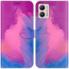 Peňaženkové kožené puzdro Watercolor na Motorola Moto G13 / G23 / G53 5G - Purple Red