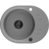 Mexen Kevin, granitový drez 586x458x190 mm, 1-komorový, šedá s čiernym sifónom, 6517581005-71-B