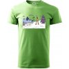 Panoráma lyžovania - Klasické pánske tričko vyššej gramáže - M ( Trávová zelená )