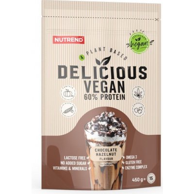 Nutrend Delicious Vegan Protein čokoláda/lieskový orech 450 g