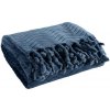 Eurofirany Flano deka EMMA s reliéfnym vzorom a ozdobnými tmavomodrá Polyester 150x200 cm