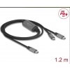 Delock Kábel USB-C™ v tvare Y, z 1 x zástrčky na 2 x zástrčky PD 3.0, 100 W inteligentný rozvod prúdu, 1,2 m