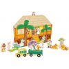 Teddies Safari/ZOO figurky dřevo + domeček