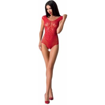 Passion BS064 červený vzorovaný bodystocking