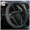 4CARS POŤAH VOLANTU 37-39CM pravá koža sivý s oranžovým obšitím 95057