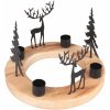 Anděl Přerov Vianočný svietnik kovový/drevený so sobmi pr. 20 x 13,5 cm, 1 ks