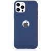 AppleMix Kryt FORCELL Soft pre Apple iPhone 12 / 12 Pro - gumový - s výrezom pre logo - tmavomodrý
