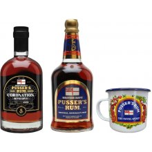 Pusser’s Rum Coronation Reserve 54,5% 0,7 l a Pusser's Gunpowder Proof Rum 54,5% 0,7 l a plechový pohár (set)