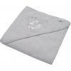 Detská froté osuška s výšivkou a kapuckou New Baby 80x80 sivá medveď