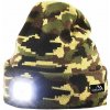 LED čelovka Cattara čiapka ARMY s LED svietidlom USB nabíjanie