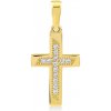 Lillian Vassago Zlatý moderný prívesok krížik so zirkónmi LLV82-GP019Y