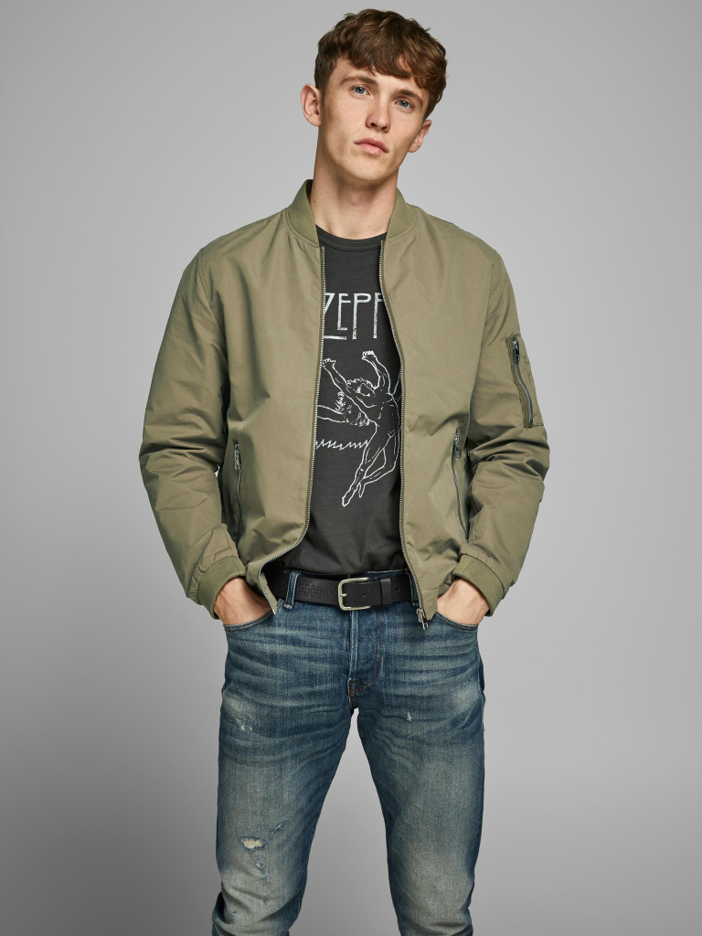 Jack & Jones pánska bunda JJERUSH BOMBER 12165203 Dusky Green