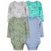 CARTER'S Body dlhý rukáv Blue/Gray Animal chlapec 4ks 12m/ veľ. 80 1R698110_12M