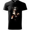 Bernský salašnícky pes skakajúci čierna fotka - Klasické pánske tričko vyššej gramáže - XS ( Čierna )