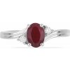 Nefertitis Prsteň strieborný s brúseným rubínom a zirkónmi Ag 925 026295 RB - 57 mm (US 8), 2,6 g