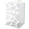 Mexen Kioto, sprchová zástena Walk-In 120 x 200 cm, 8mm číre sklo biely vzor, zlatý matný profil, 800-120-002-55-97
