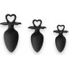 Power Escorts - Heart Plug Anal Starter 3-Pack - S, M & L - čierny - kvalitný silikón - farebná krabička