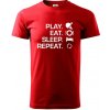 Stolný tenis - eat sleep - Klasické pánske tričko vyššej gramáže - XS ( Červená )