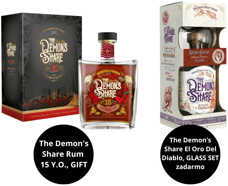 The Demon´s Share Rum 15y 40% 0,7 l a The Demon’s Share El Oro Del Diablo Glass set 40% 0,7 l (set)