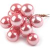 Dekoračné guličky s drôtom Ø16 mm - ružová (1 zväzok = 12 ks guličiek)